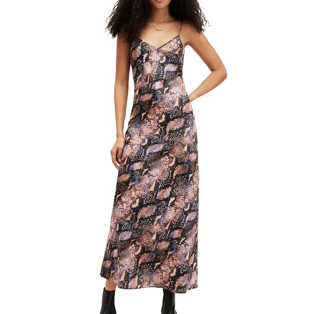 All Saints Snake Print Slip Dress
